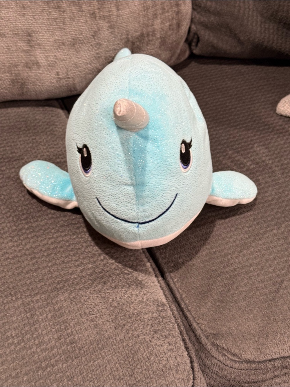 BAB Build A Bear Narwhal 17" Plush Light Blue Sparkle Unicorn of the Sea